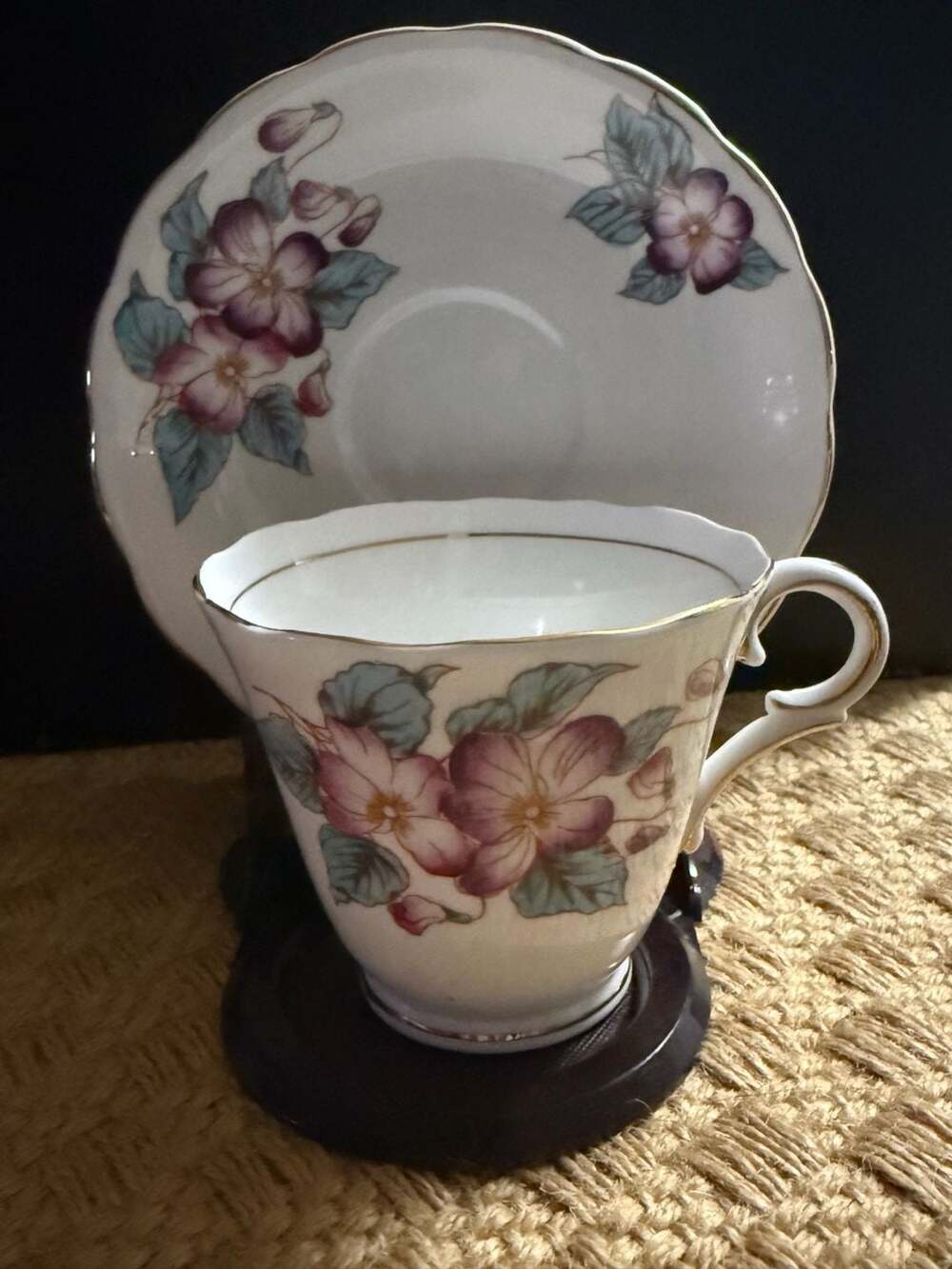 Vintage Colclough Bone China Tea Cup and Saucer Set Pattern 6630 Floral Design